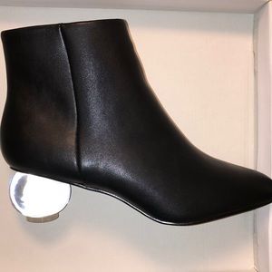 NIB NEW Bar III black vegan leather mod crystal ball heel black boots 9 M
